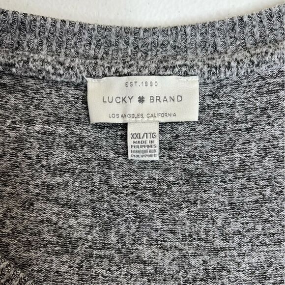Lucky Brand V Neck Long Sleeve Pullover Heather Gray Sweater Women Size XXL - Picture 7 of 14